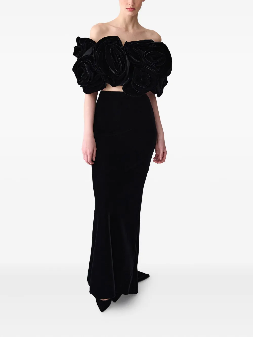 Carolina Herrera High-waisted Velvet Skirt In Black