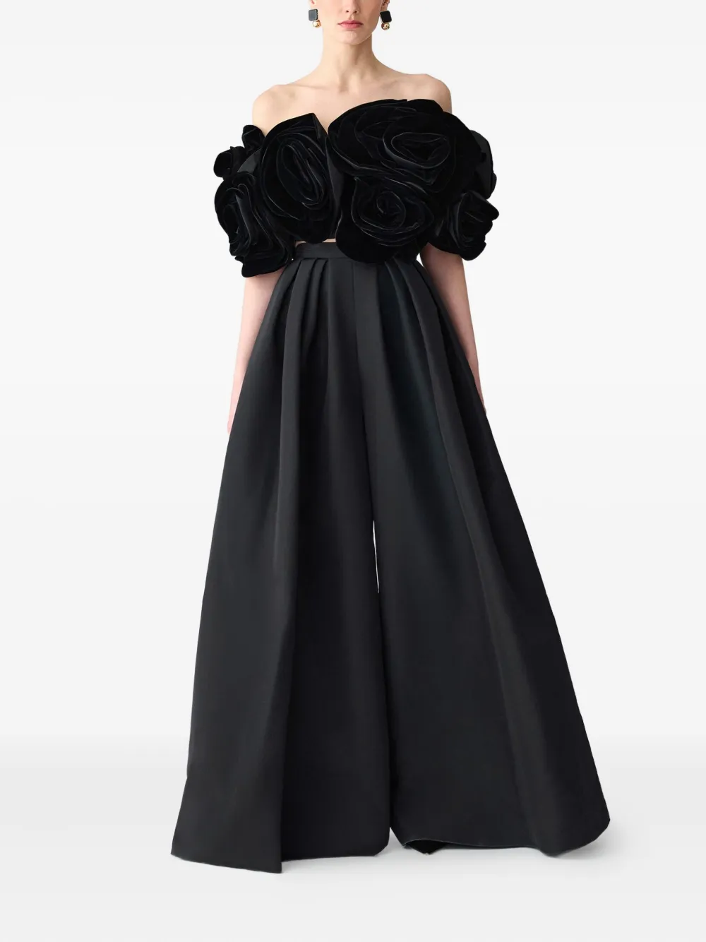 Carolina Herrera Rose-embellished Bandeau Top In Black
