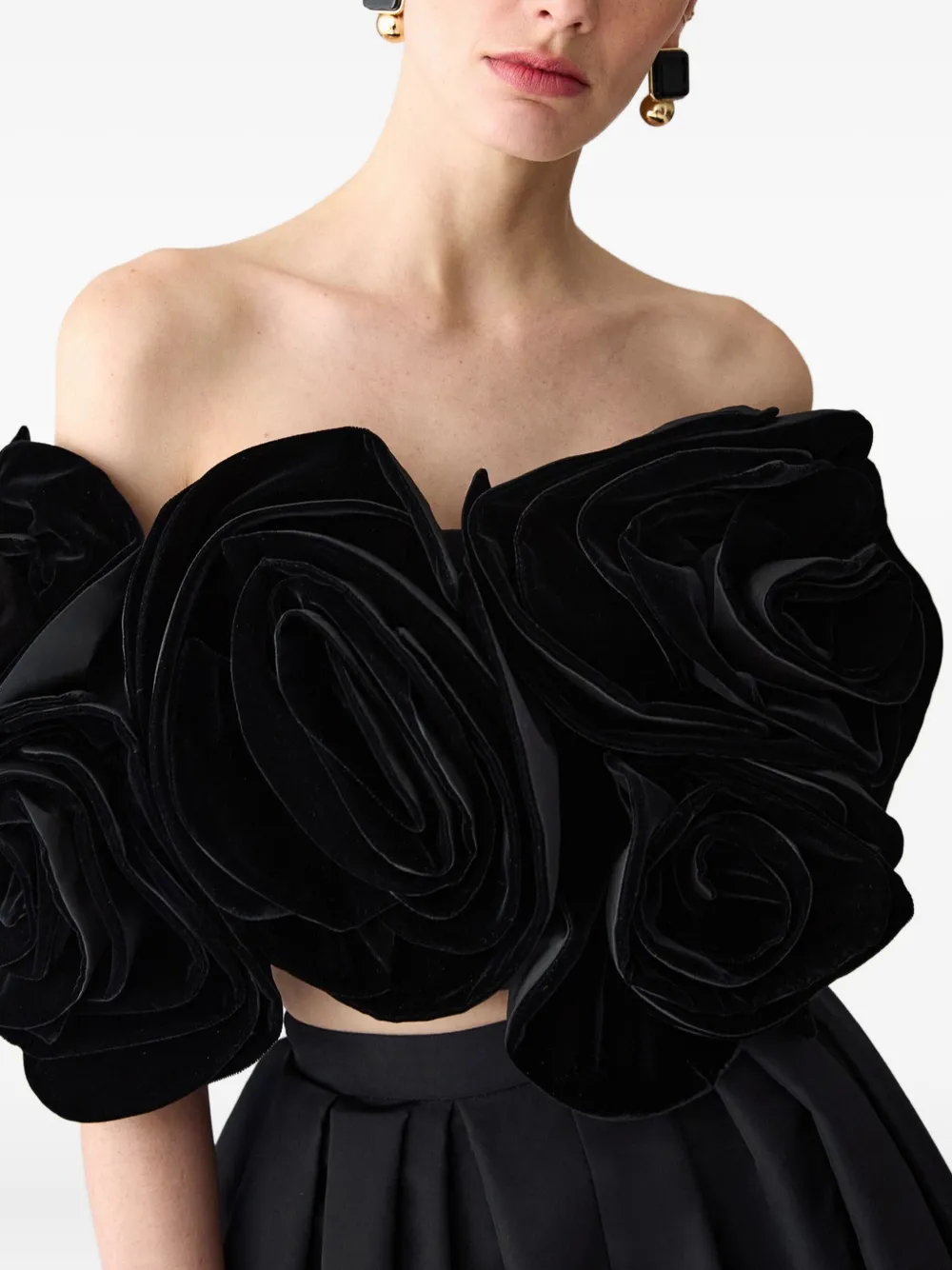 Carolina Herrera Rose-embellished Bandeau Top In Black