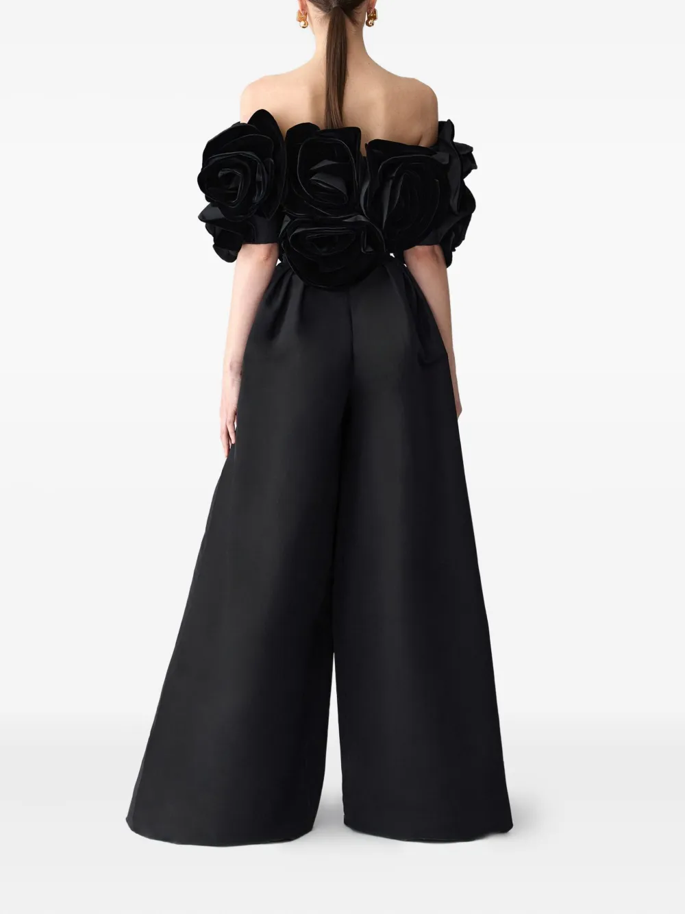 Carolina Herrera Rose-embellished Bandeau Top In Black