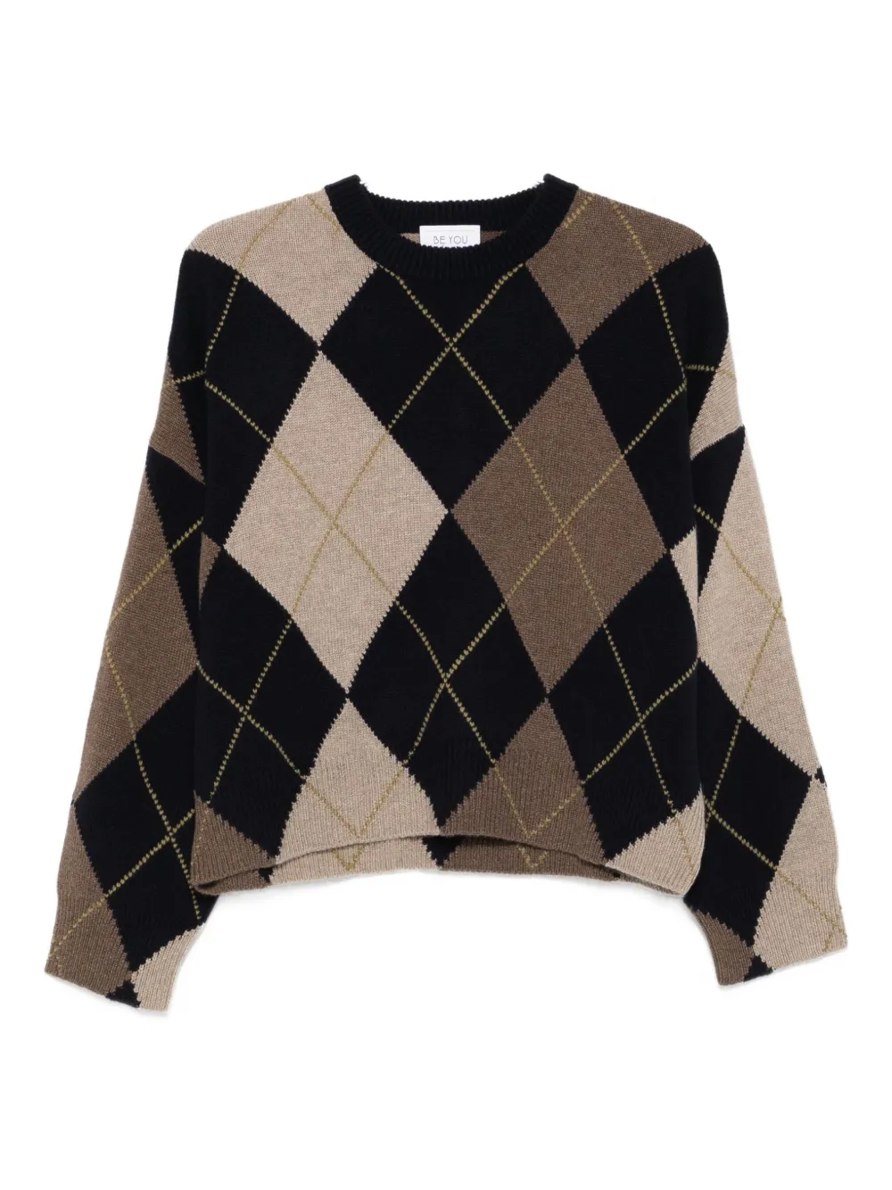 Beyou Argyle-pattern Crew-neck Jumper In Multi