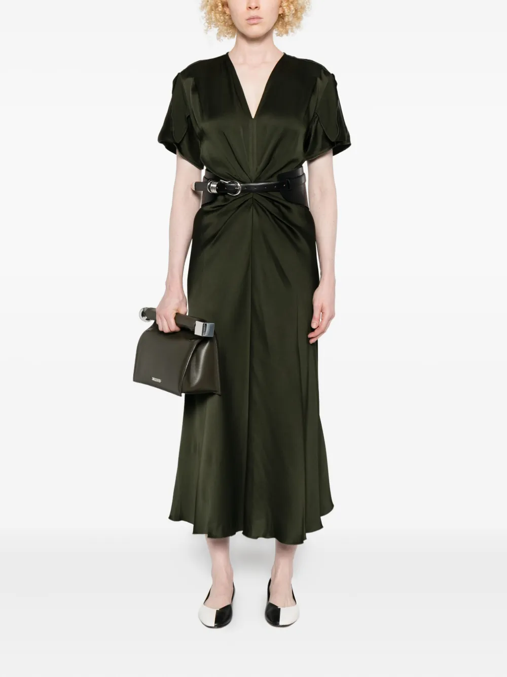 Victoria Beckham draped v-neck dress - Groen