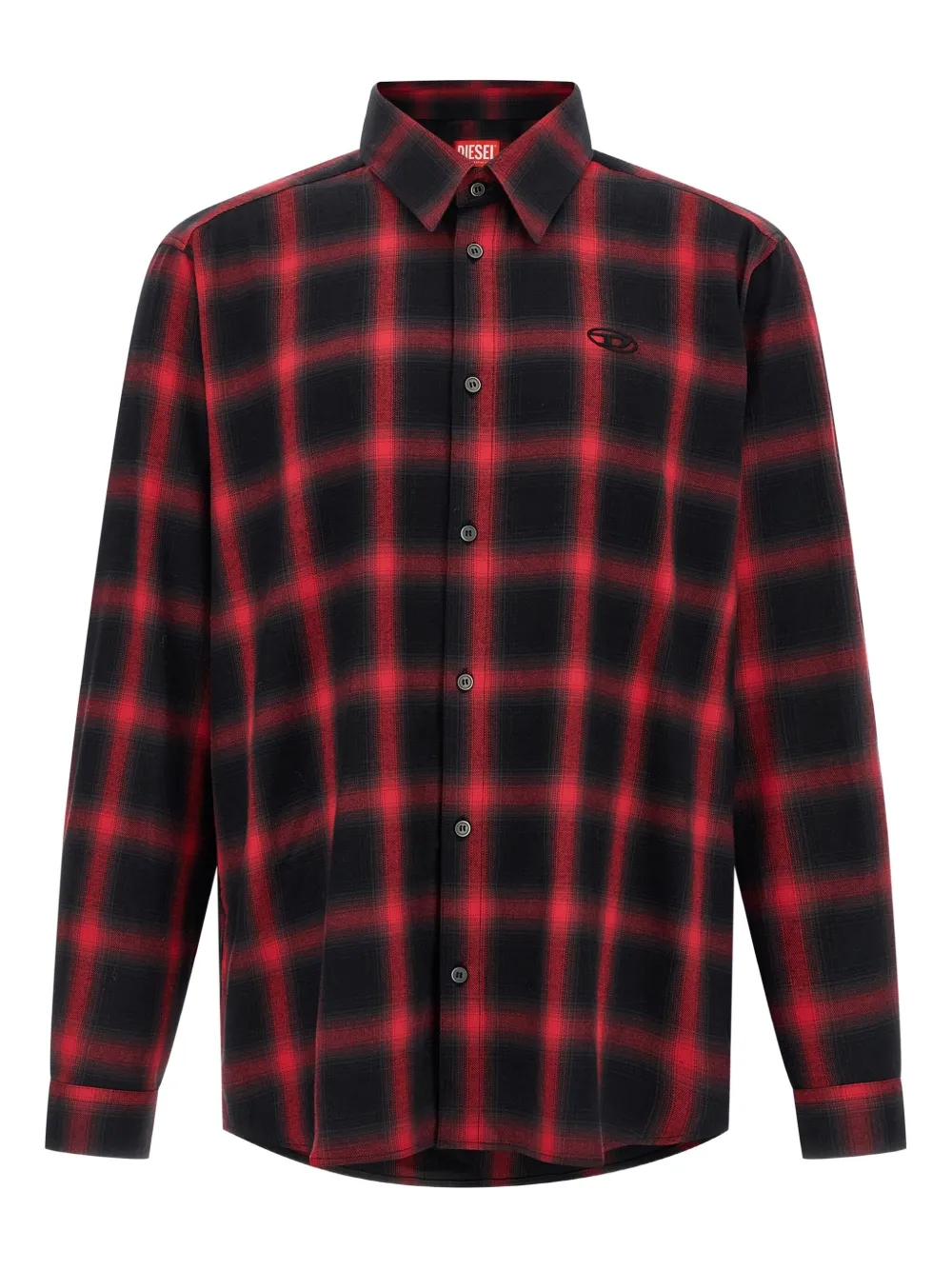 Diesel check-pattern logo-embroidered shirt - ブラック Diesel check-pattern logo-embroidered shirt - ブラック
