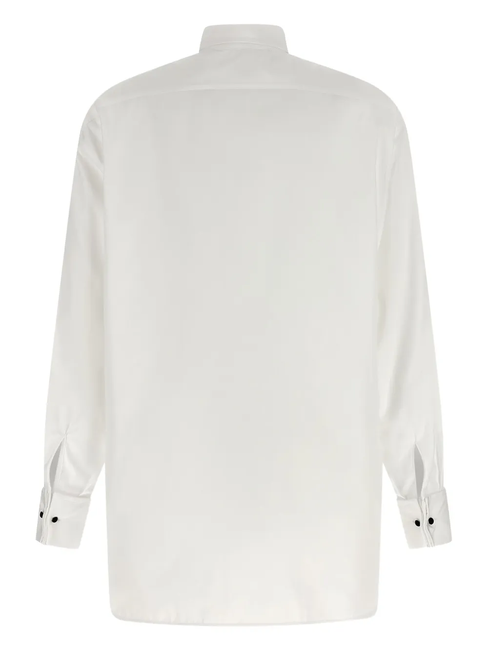 Ermanno Scervino Contrast Plastron White Tuxedo Shirt With Covered Button Closure In White