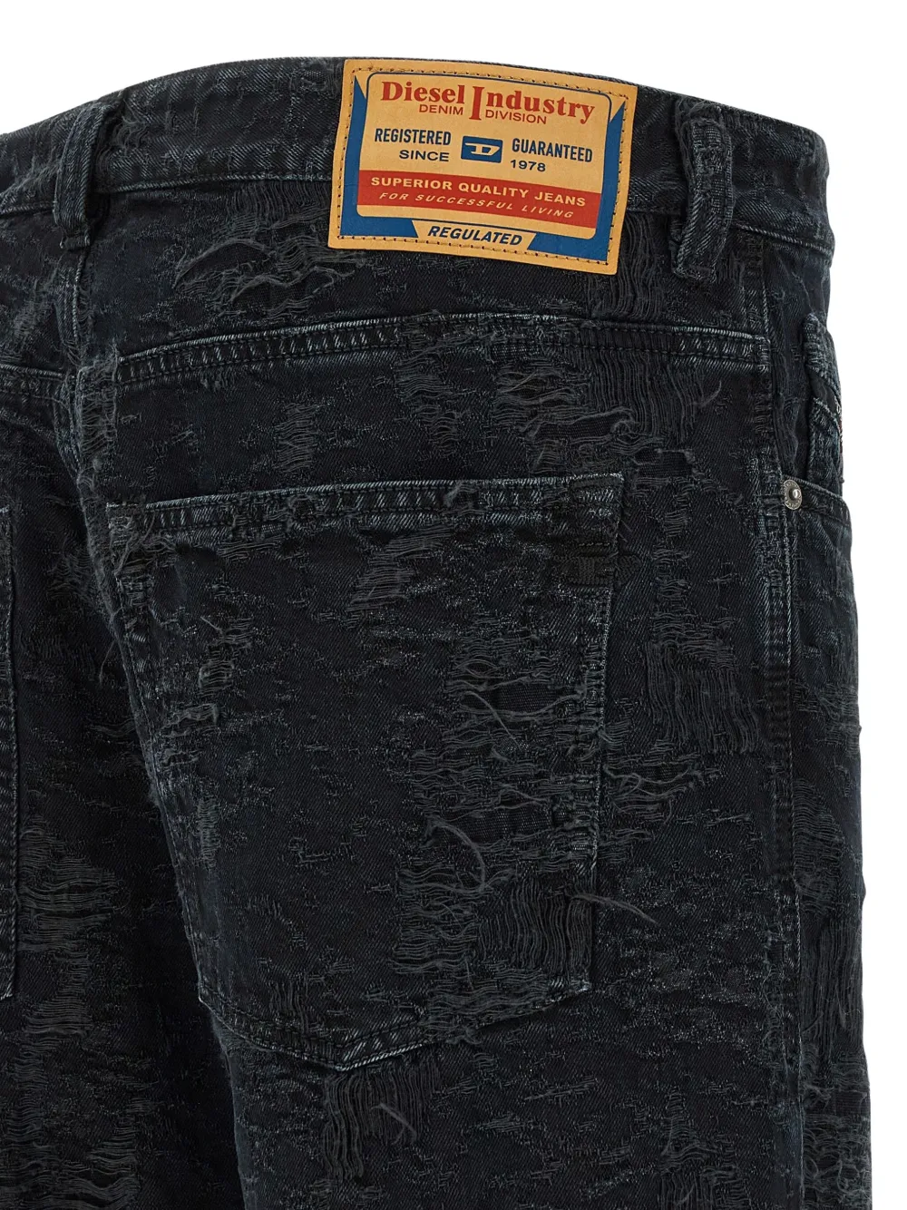 Diesel destroyed-effect jeans Zwart
