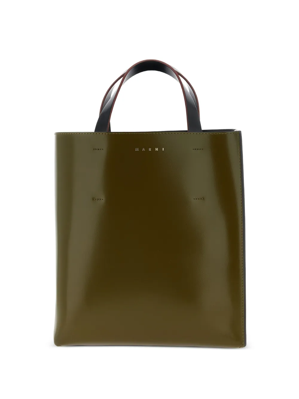 Marni small Museo logo-stamp tote bag | Green | Image 1