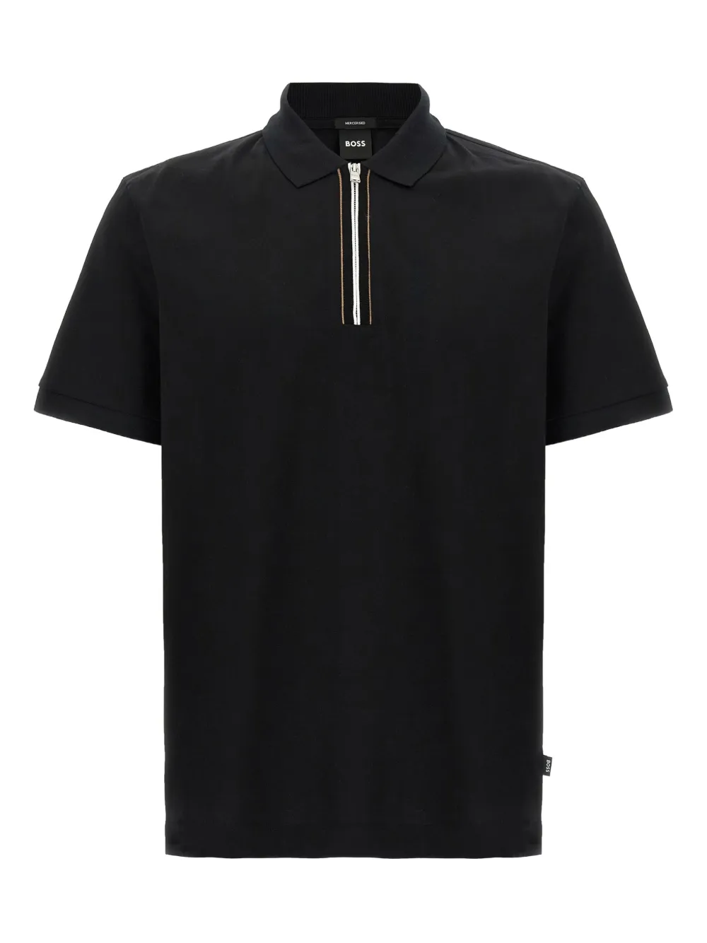BOSS Poloshirt met halve rits Zwart