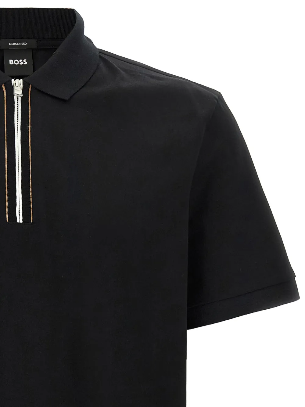 BOSS Poloshirt met halve rits Zwart