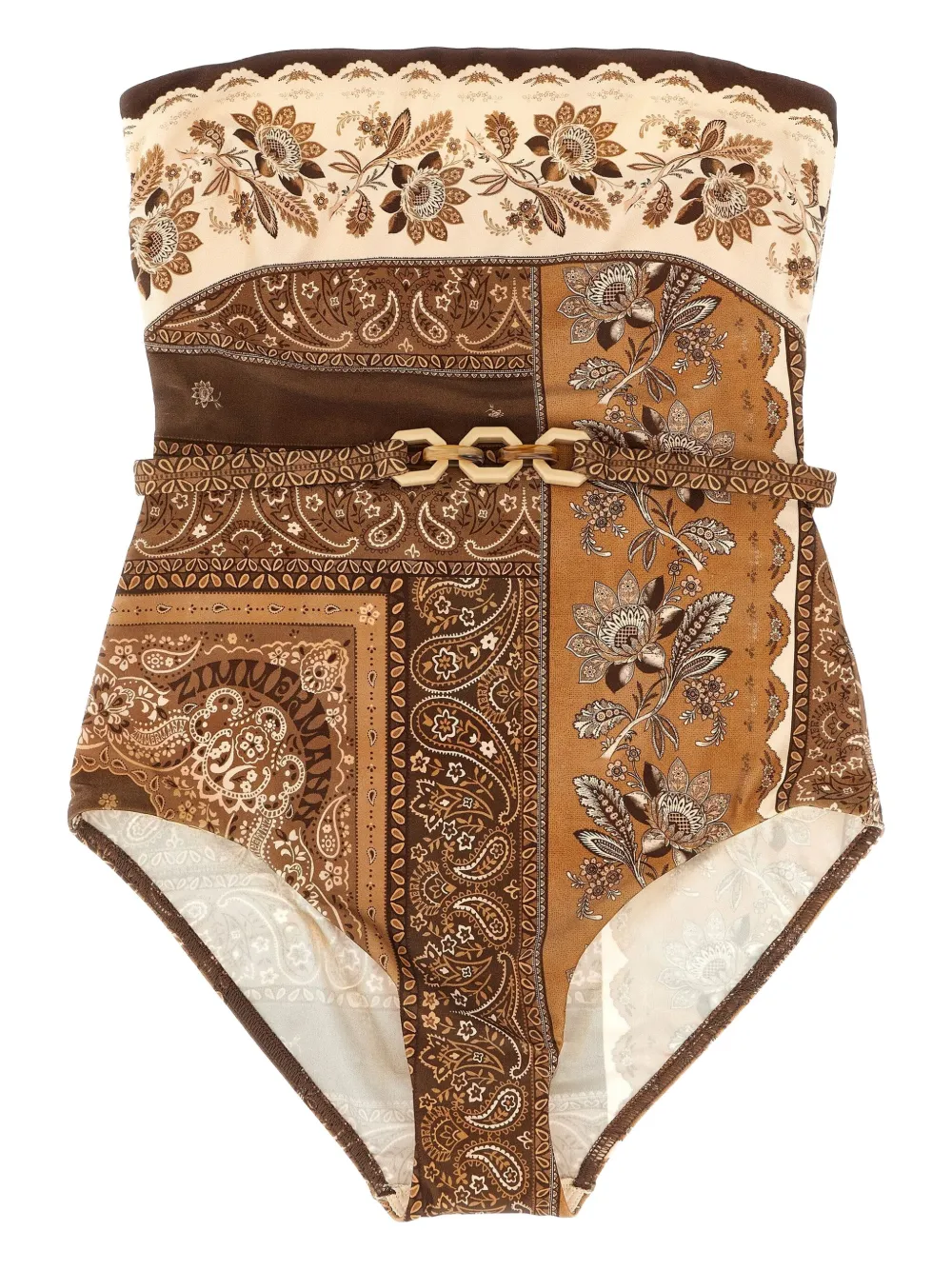 ZIMMERMANN paisley-print belted swimsuit Bruin