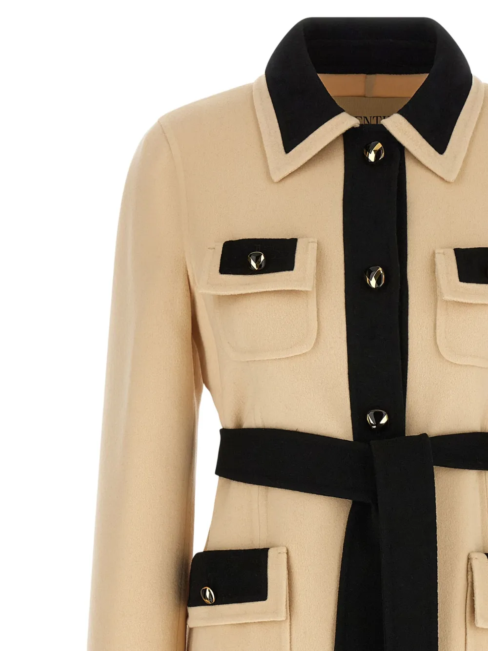 Valentino Garavani Jas met contrasterende afwerking en ceintuur Beige