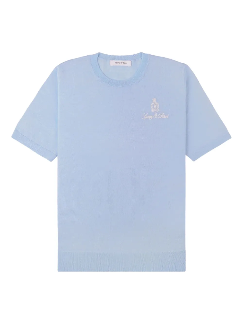 Sporty & Rich Vendôme crest-embroidered merino T-shirt - ブルー Sporty & Rich Vendôme crest-embroidered merino T-shirt - ブルー