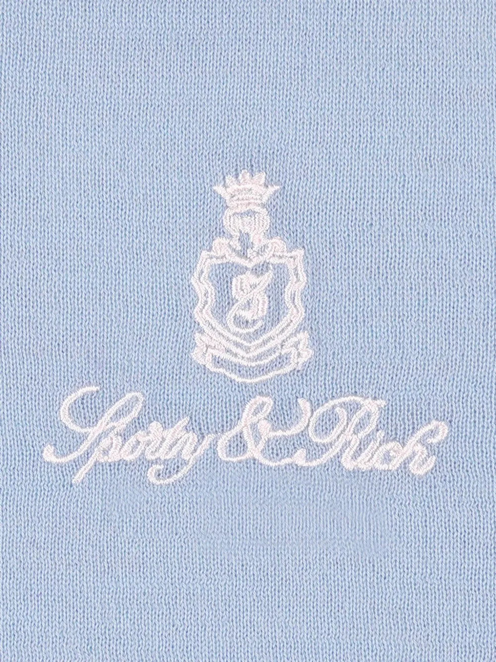 Sporty & Rich Vendôme T-shirt van merinowol met geborduurd wapenschild Blauw