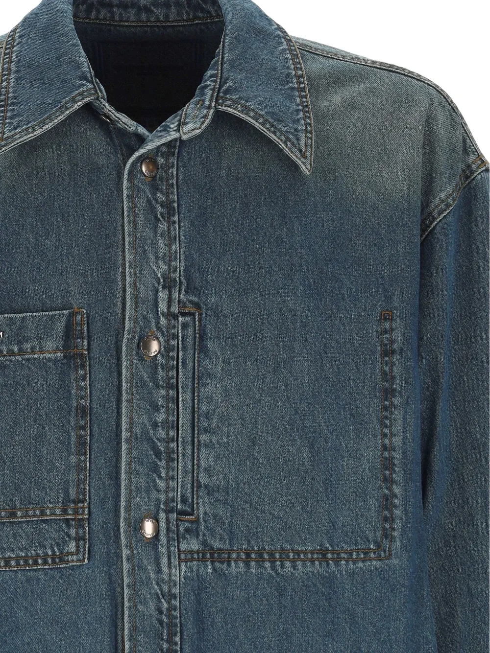 Wooyoungmi Floral-print Denim Shirt In Blue