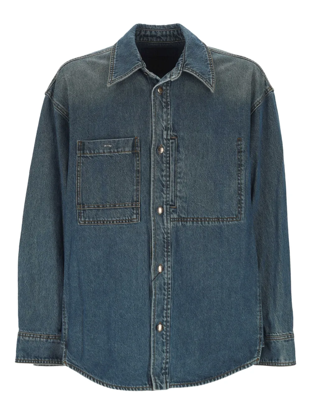 Wooyoungmi Floral-print Denim Shirt In Blue