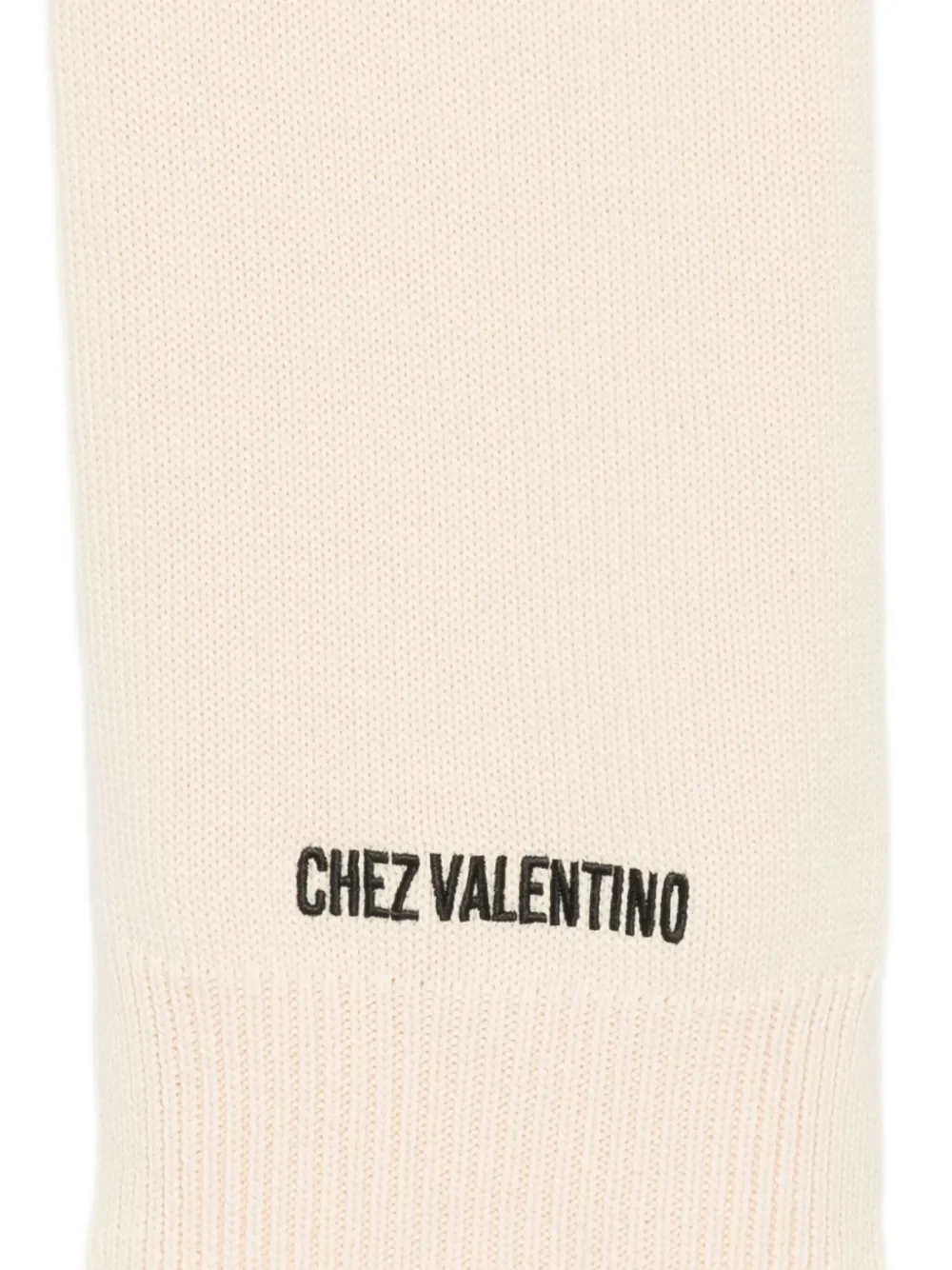 Valentino Garavani Geribbelde sjaal met geborduurd logo Beige