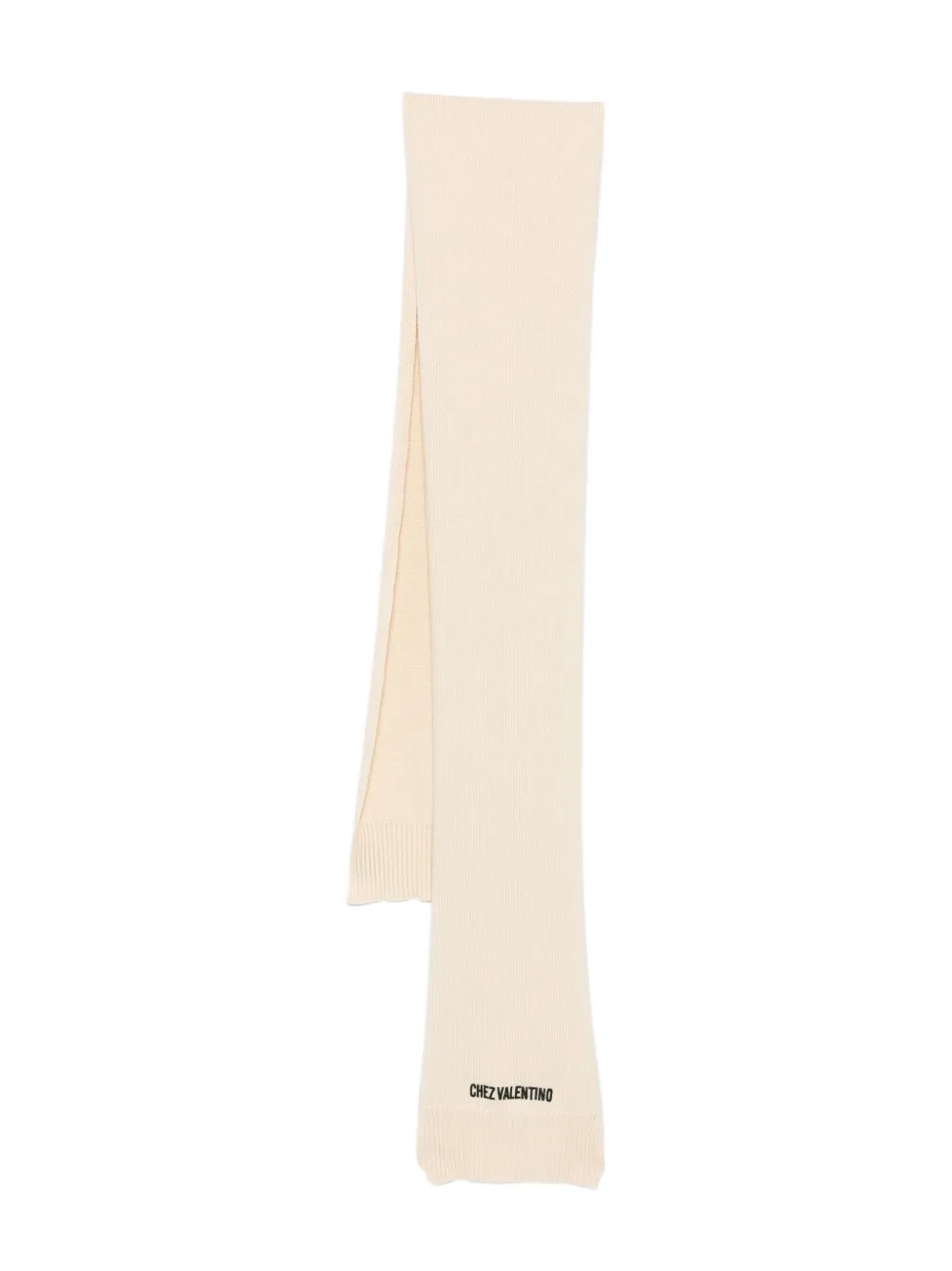 Valentino Garavani logo-embroidered ribbed scarf | Neutrals | Image 1