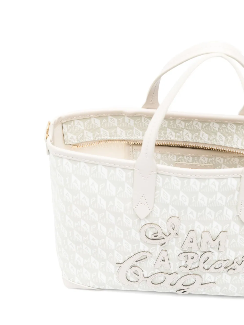 Anya Hindmarch Xs Tote Bag With I Am A Plastic Bag Pattern In White