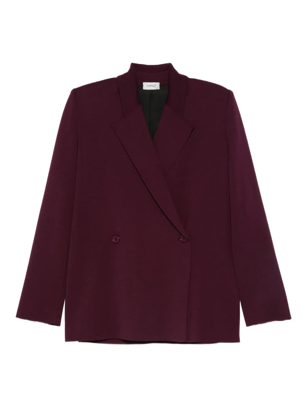 Mrz Double-breasted Virgin Wool Blazer In Burgundy