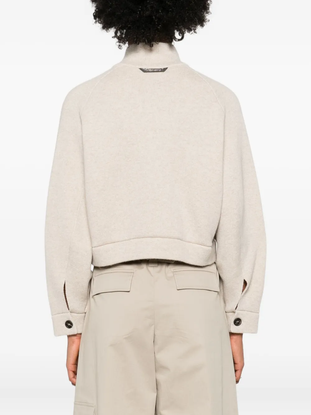 Brunello Cucinelli High-neck Jacket In Neutral
