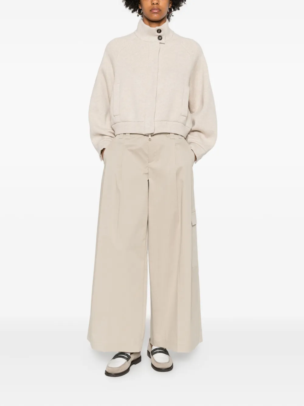 Brunello Cucinelli High-neck Jacket In Neutral