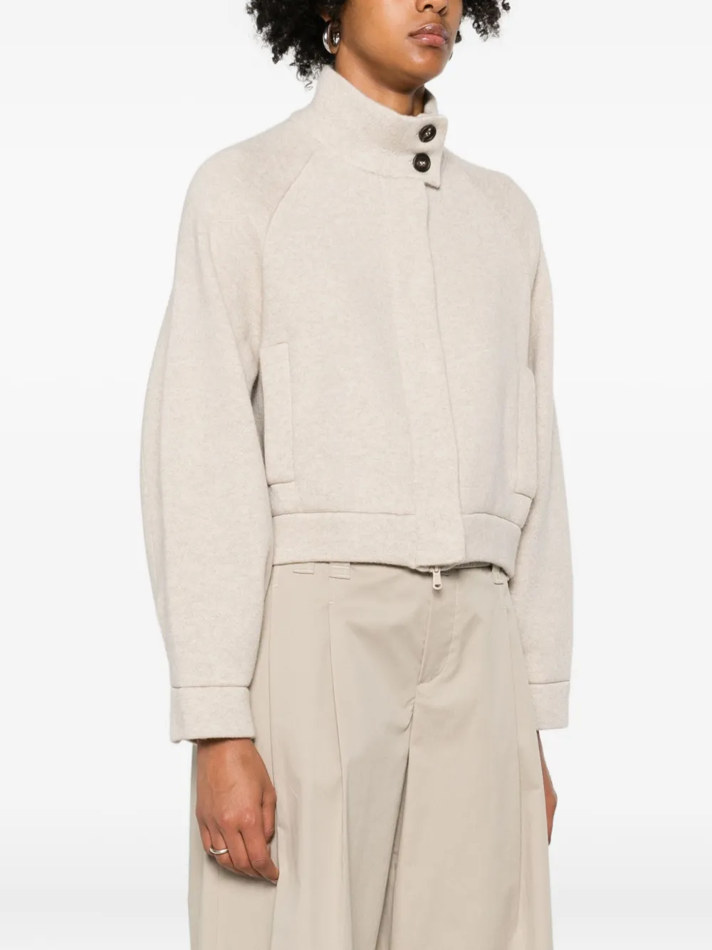 Brunello Cucinelli High-neck Jacket In Neutral