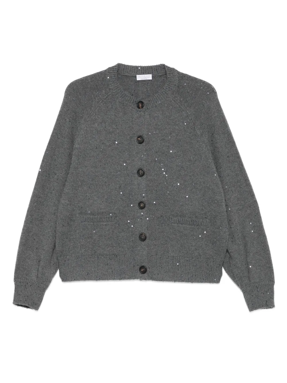 Brunello Cucinelli Sequin-embellished Button Cardigan In Gray