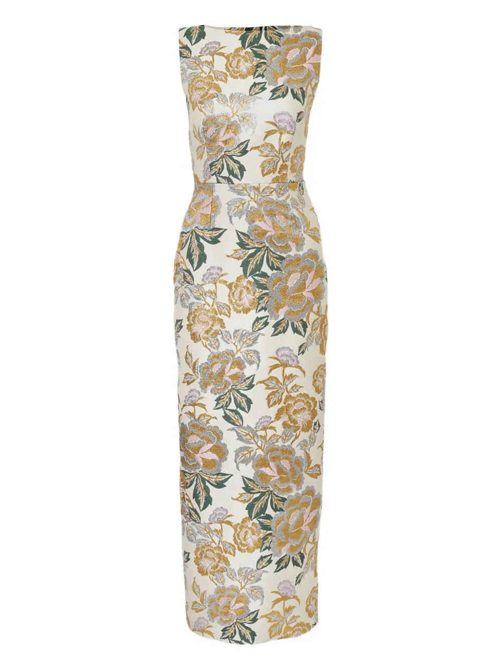 Carolina Herrera floral-jacquard maxi dress - Toni neutri