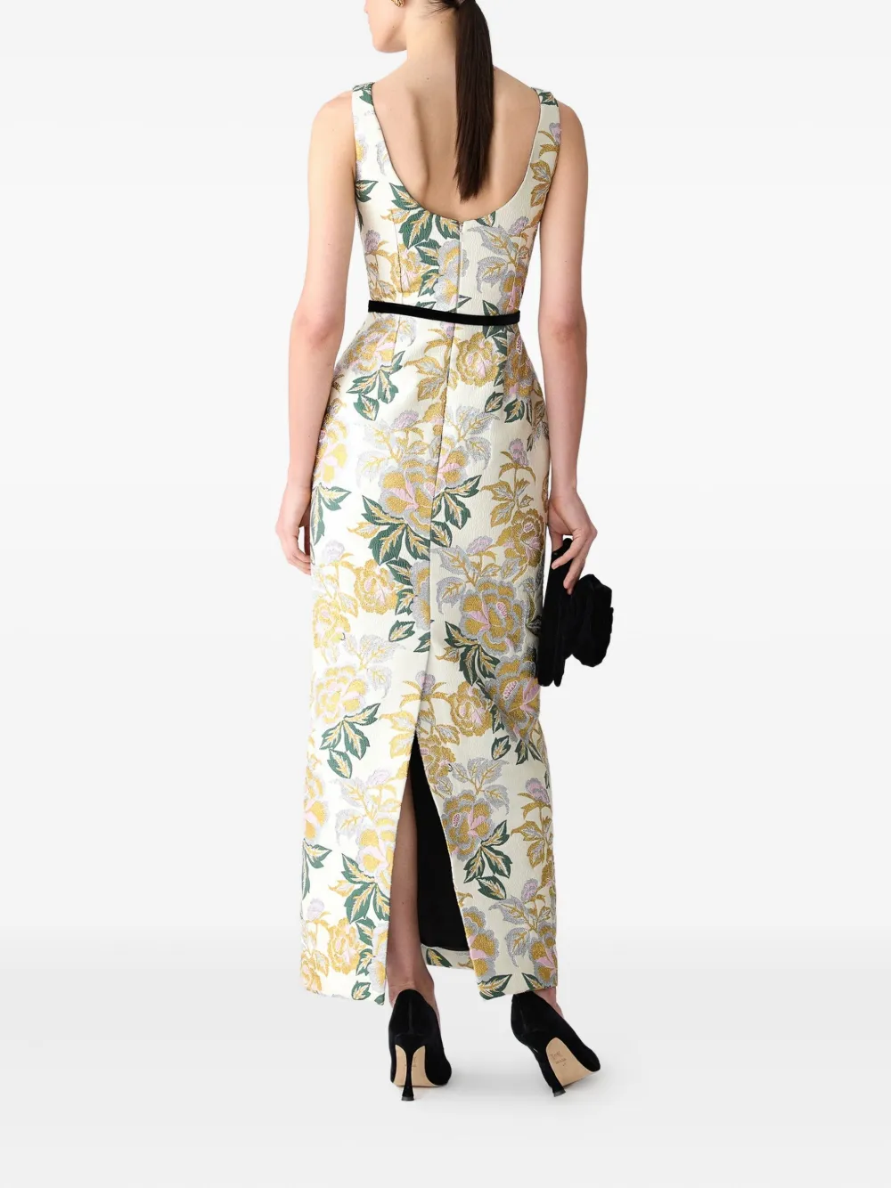 Carolina Herrera floral-jacquard maxi dress Beige