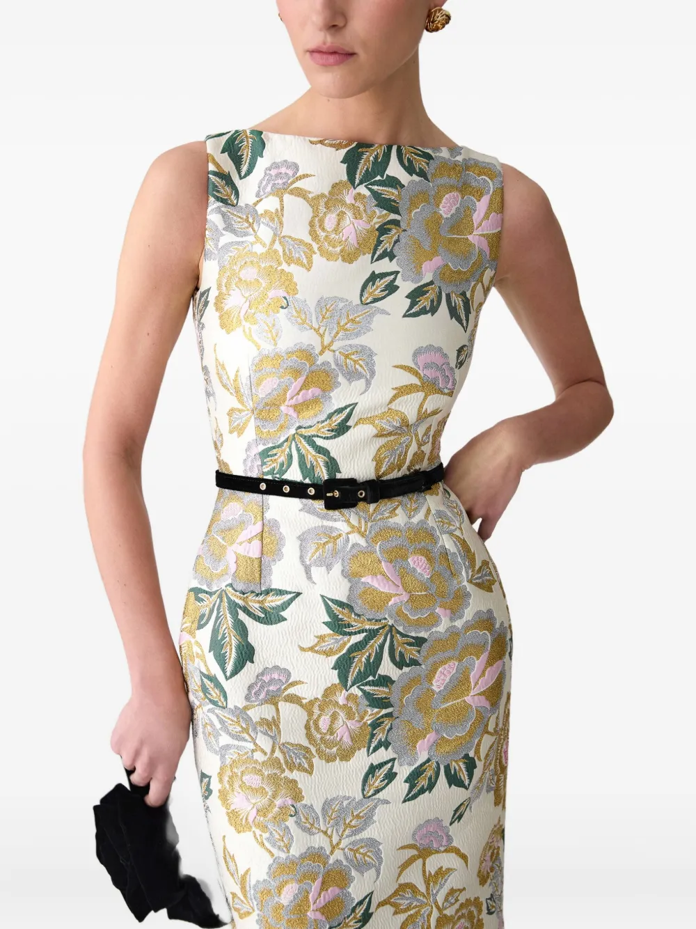 Carolina Herrera floral-jacquard maxi dress Beige