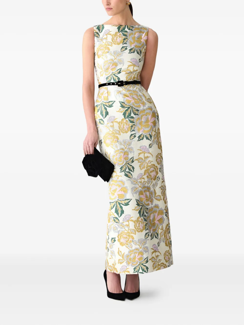 Carolina Herrera floral-jacquard maxi dress Beige