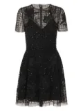 Carolina Herrera embroidered tulle mini dress - Black