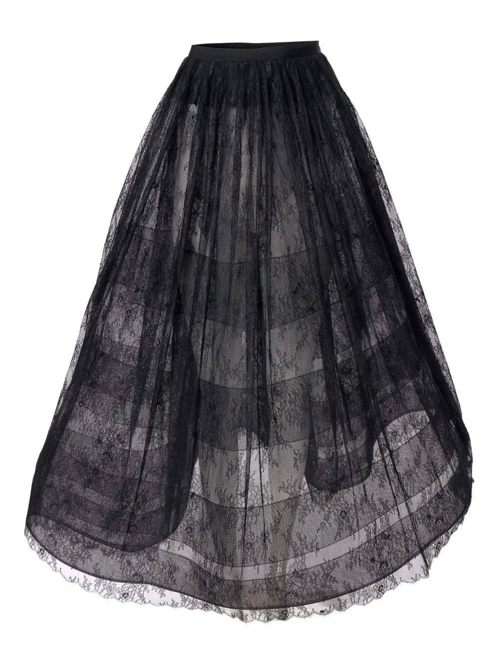 Carolina Herrera lace-panelled pleated skirt Zwart