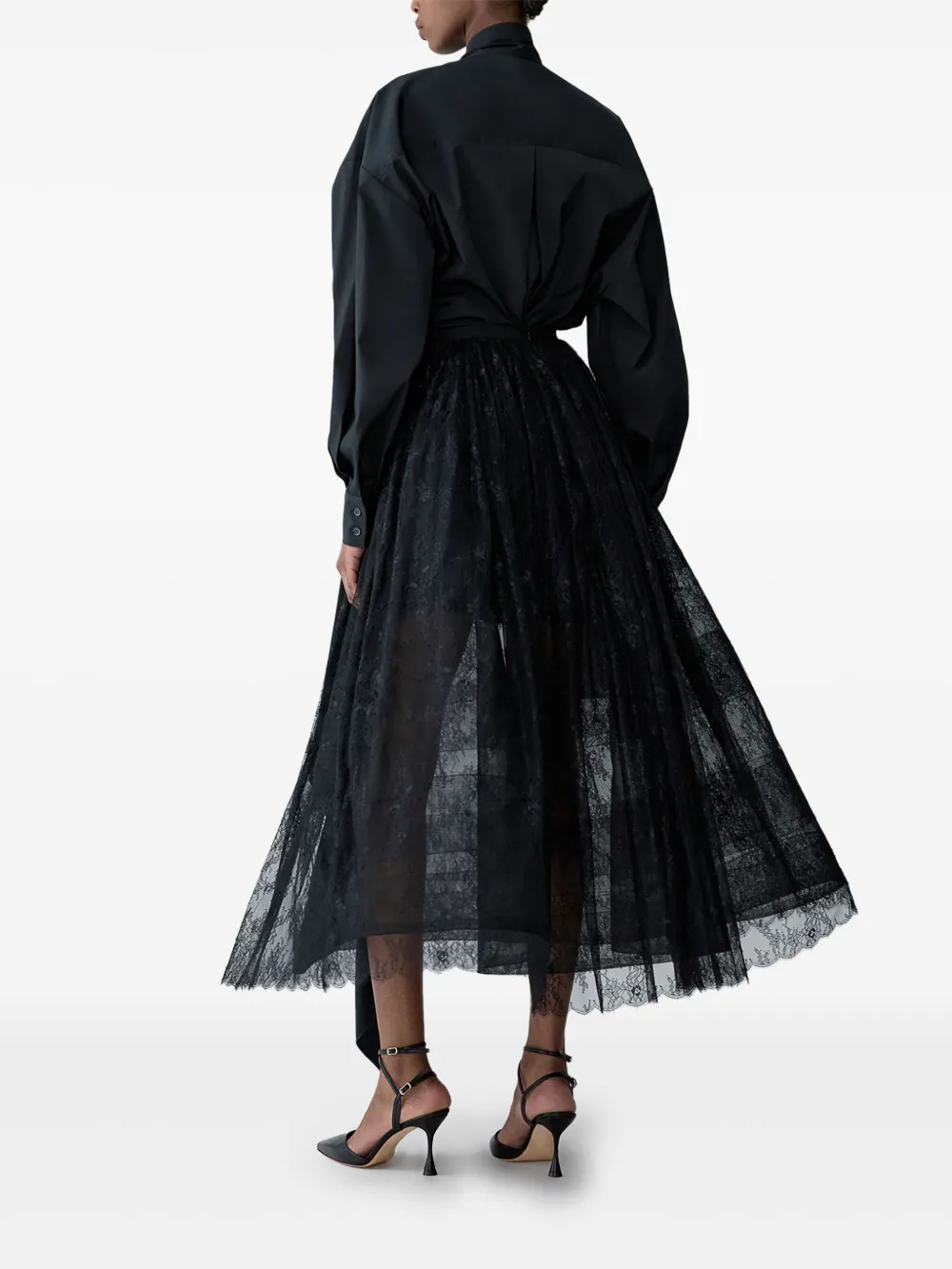 Carolina Herrera Plooirok met kant Zwart