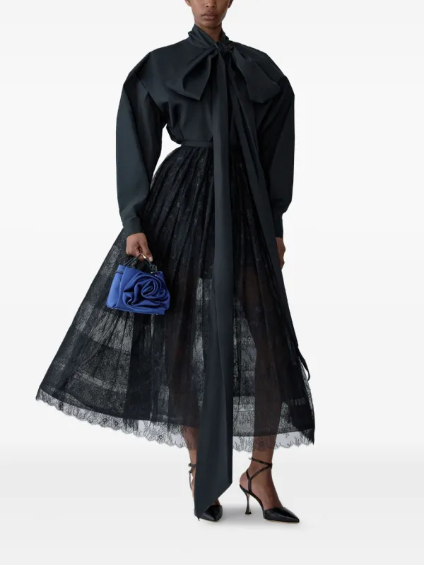 Carolina Herrera lace-panelled Pleated Skirt | Black | FARFETCH BH