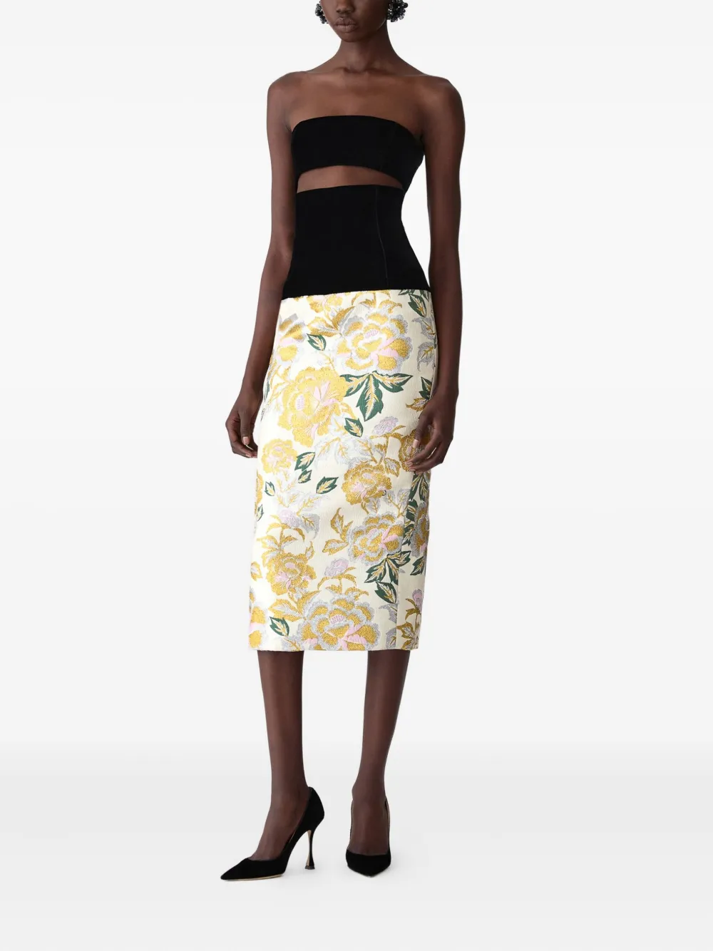 Carolina Herrera Floral-jacquard Midi Dress In Neutral