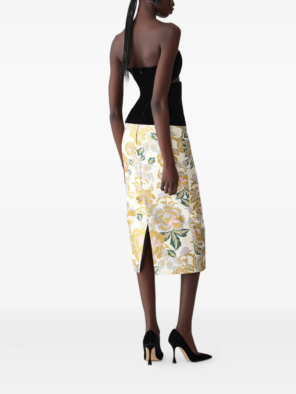 Carolina Herrera Floral-jacquard Midi Dress In Neutral