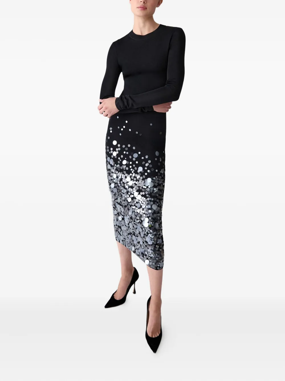 Carolina Herrera Sequin-embellished Midi Dress In Black
