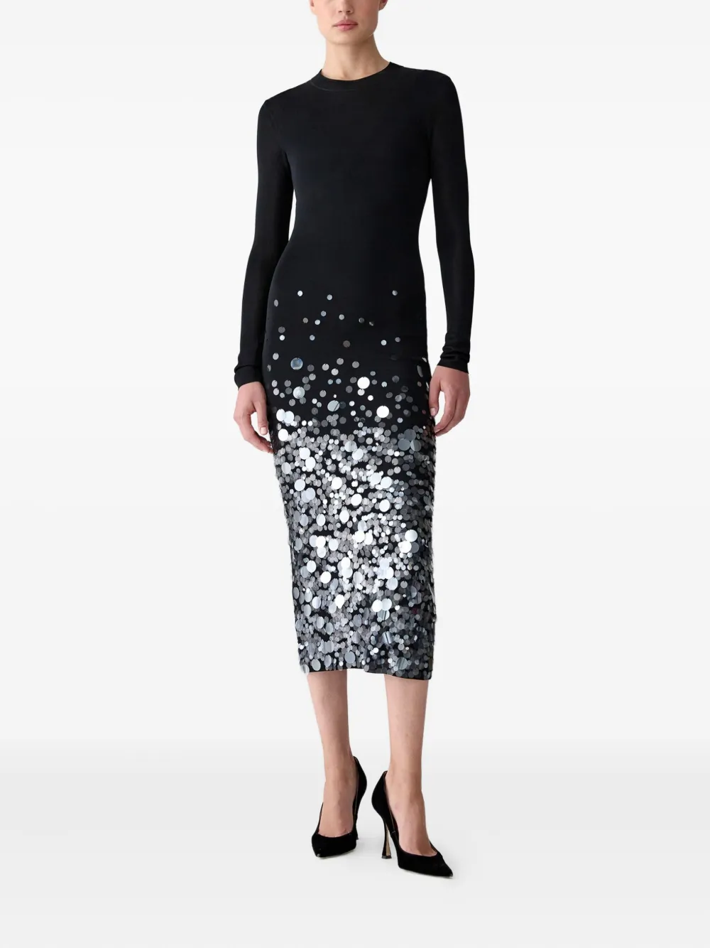 Carolina Herrera Midi-jurk verfraaid met pailletten - Zwart