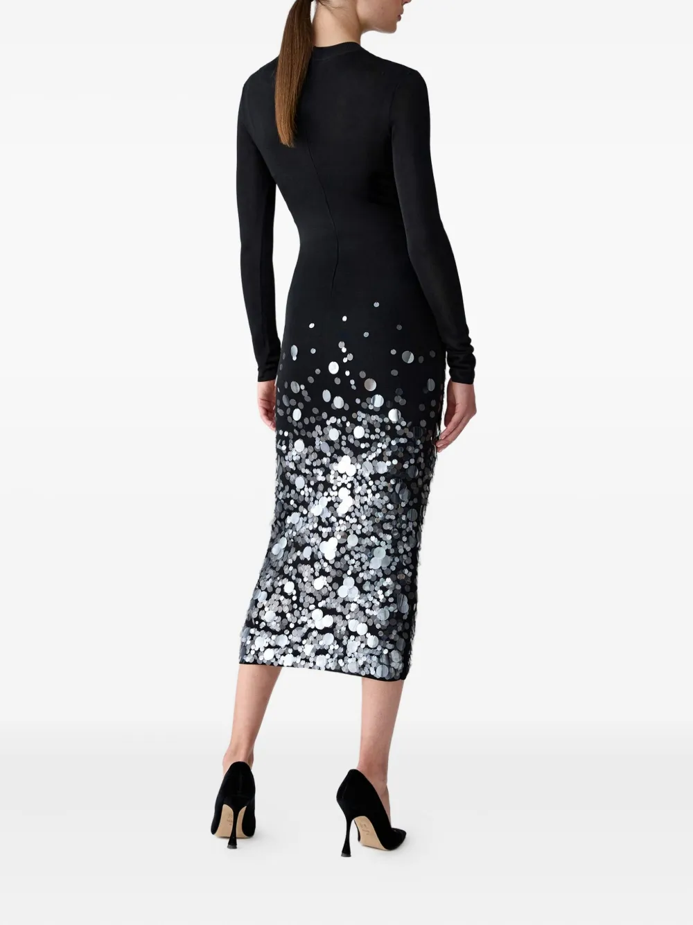 Carolina Herrera Sequin-embellished Midi Dress In Black