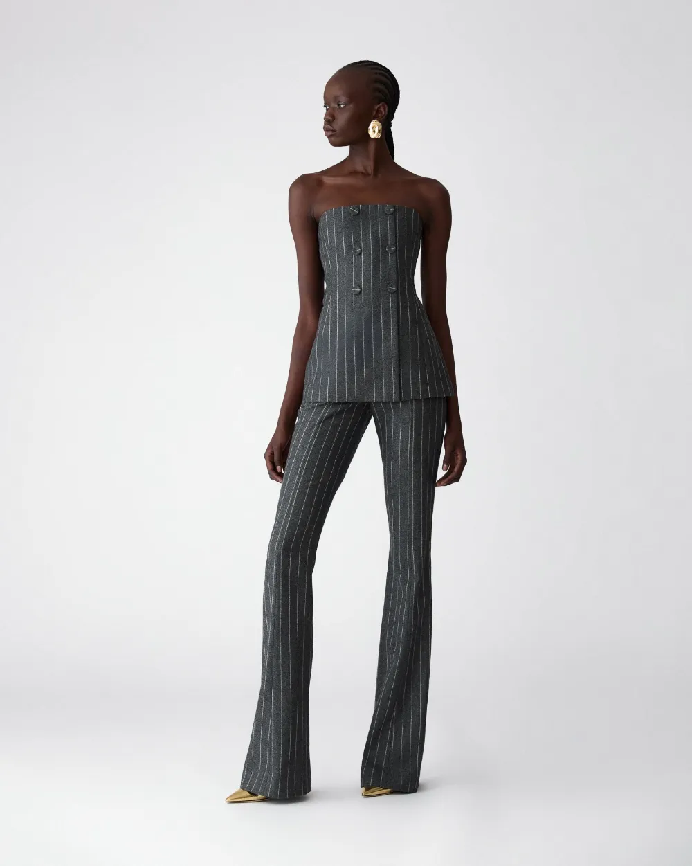 Carolina Herrera Pinstripe-pattern Trousers In Gray