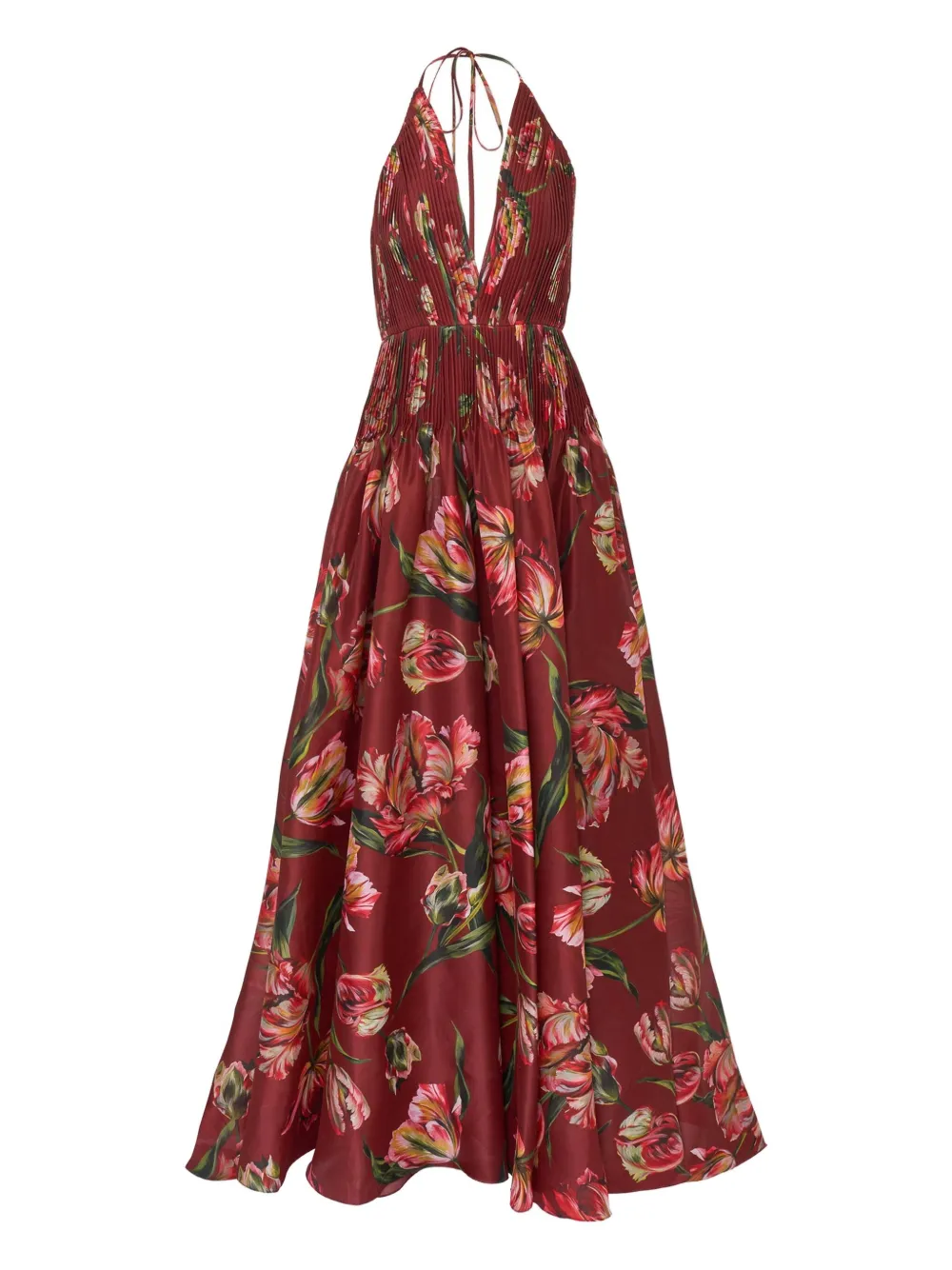 Carolina Herrera pleated floral-print gown | Red | Image 1