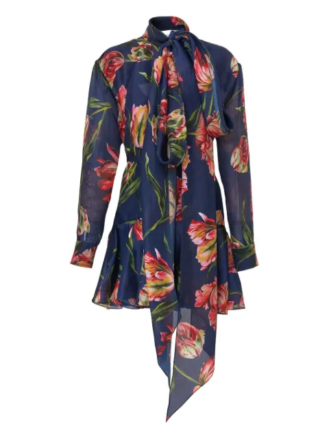 Carolina Herrera tulip-print bow-detail dress