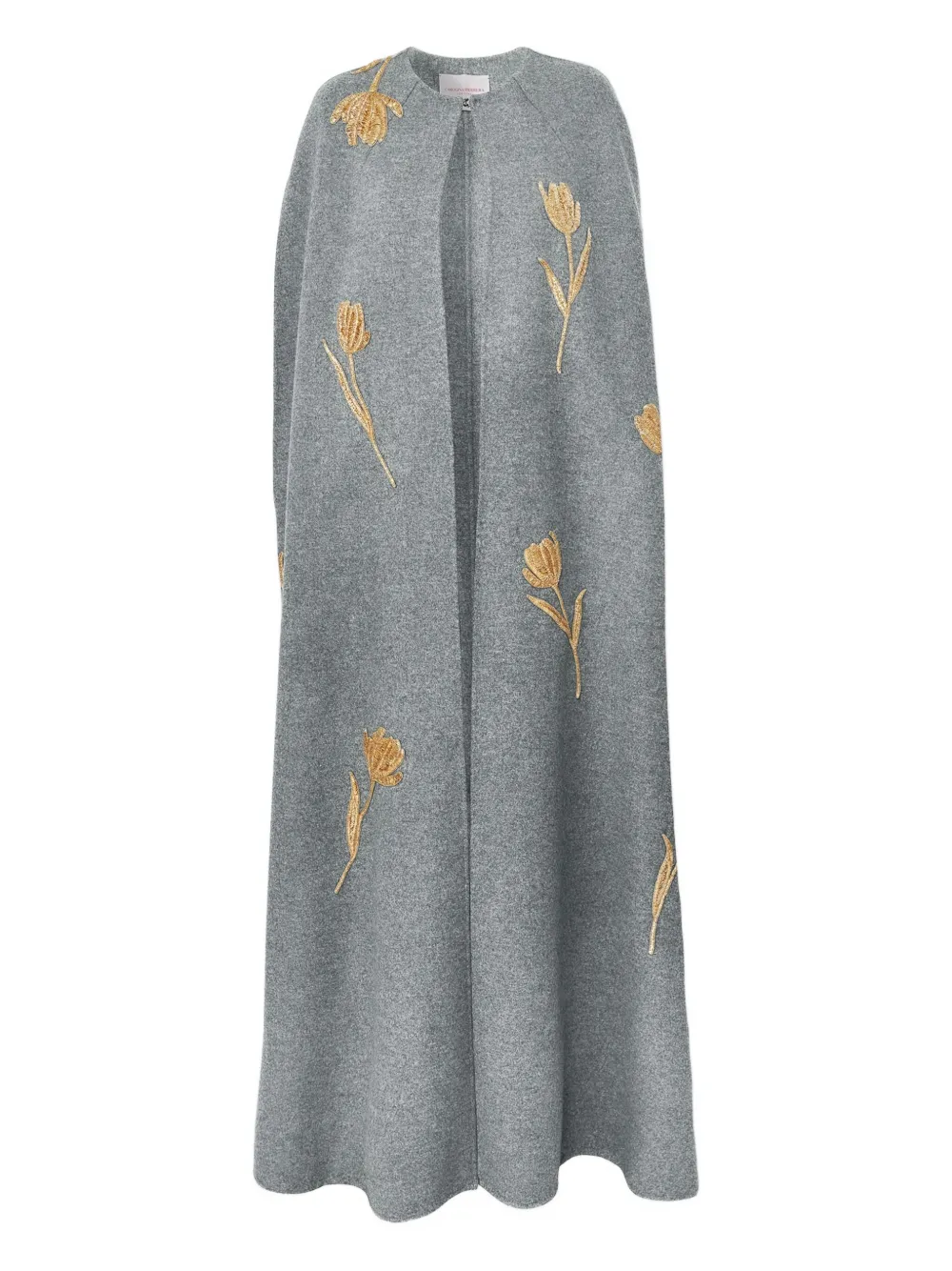 Carolina Herrera Cape Mit Tulpenstickerei In Gray