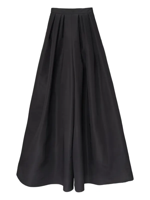 Carolina Herrera Pleated Silk Palazzo Pants in Black