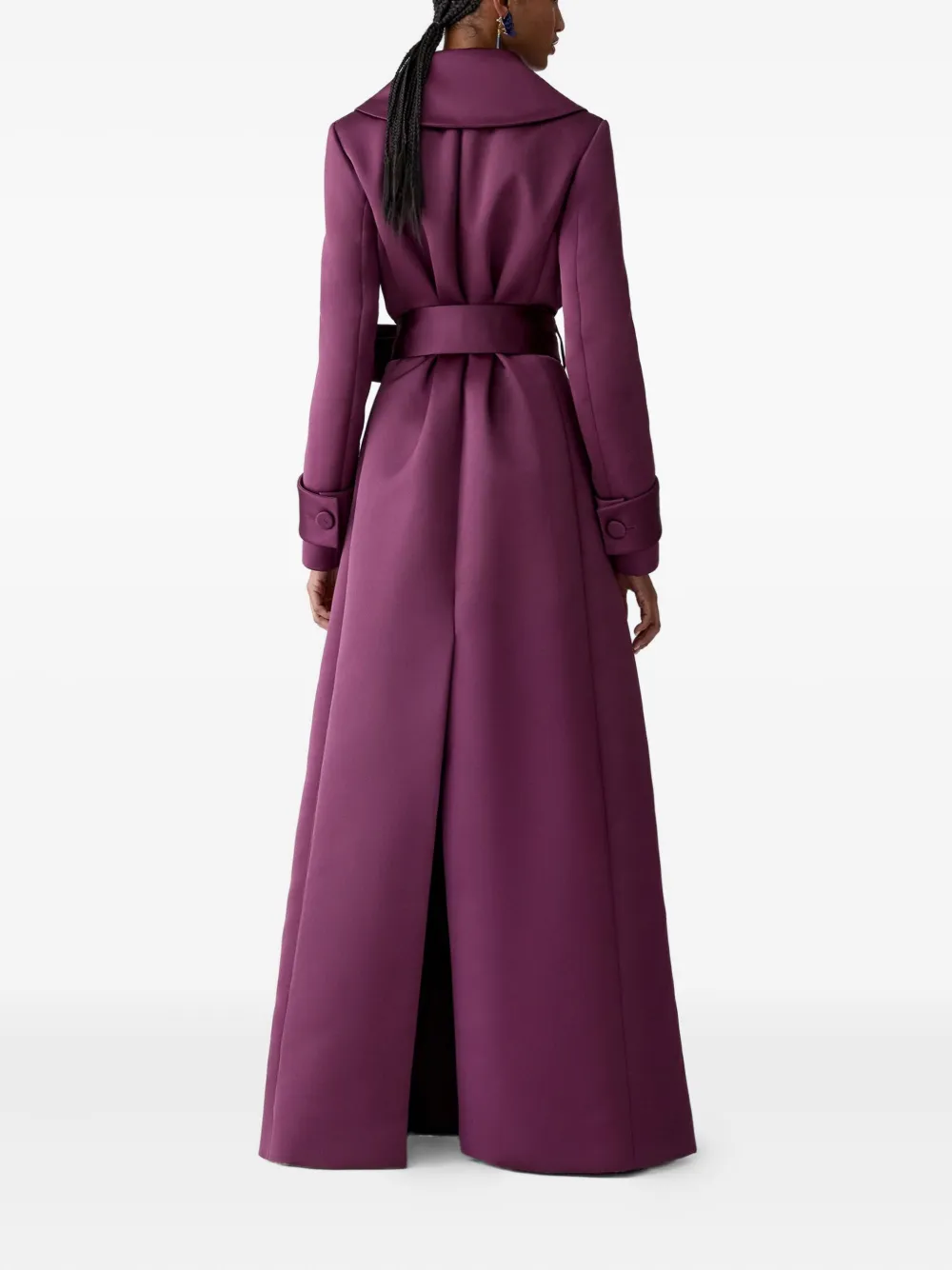 Carolina Herrera Belted Satin Trench Coat In Purple