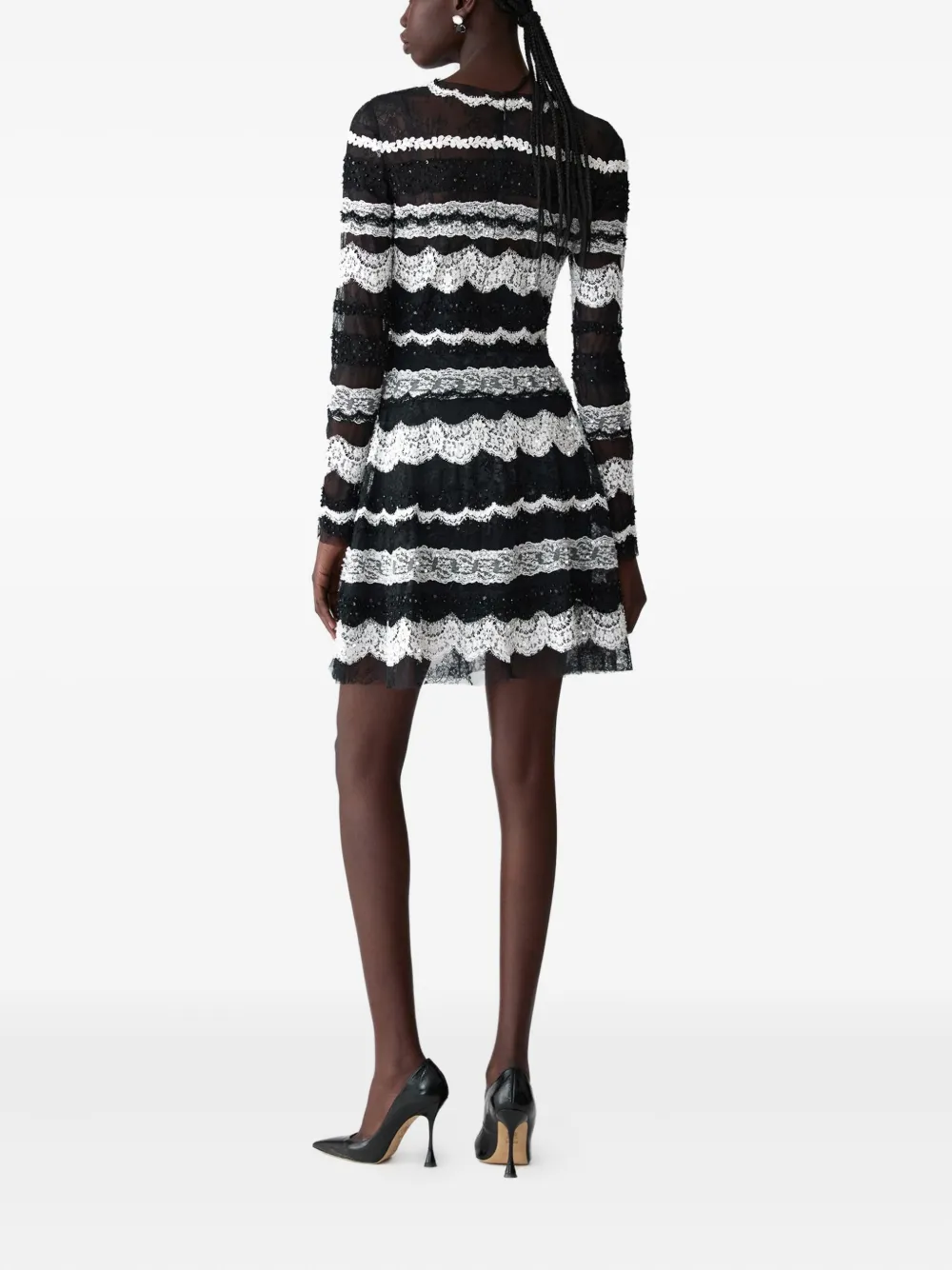 Carolina Herrera Lace-embellished Mini Dress In Black