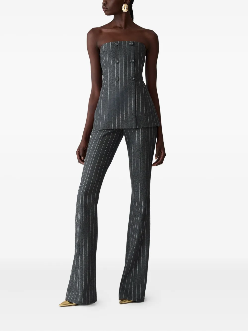 Carolina Herrera Top met dubbele rij knopen en krijtstreep - Grijs
