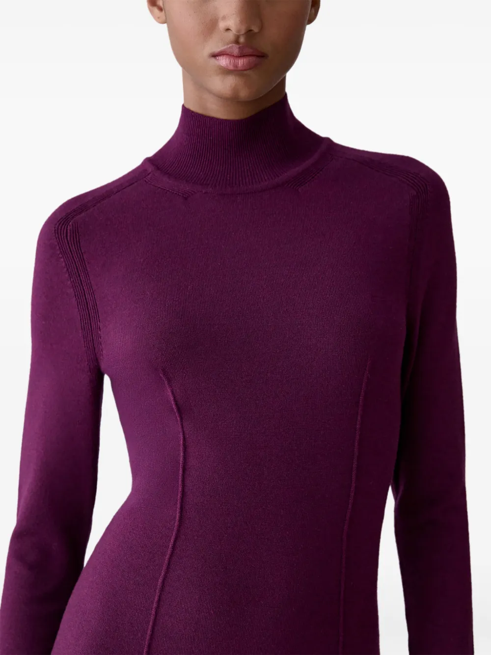 Carolina Herrera Long Sleeve Mock Neck Sweater Dress In Red