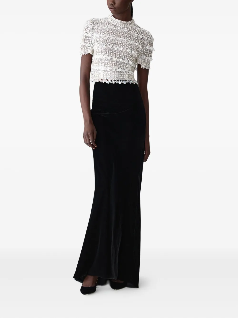 Carolina Herrera Top verfraaid met kristallen en korte mouwen Beige