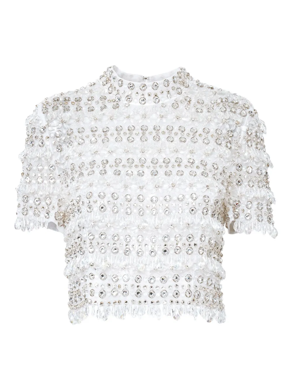 Carolina Herrera Top verfraaid met kristallen en korte mouwen Beige